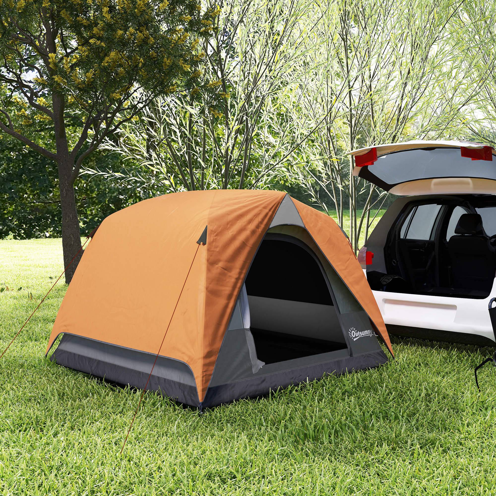 Tente de camping 4 personnes, imperméable, facile à monter, sac de transport inclus, 200 x 200 x 135 cm, grise - Image 10