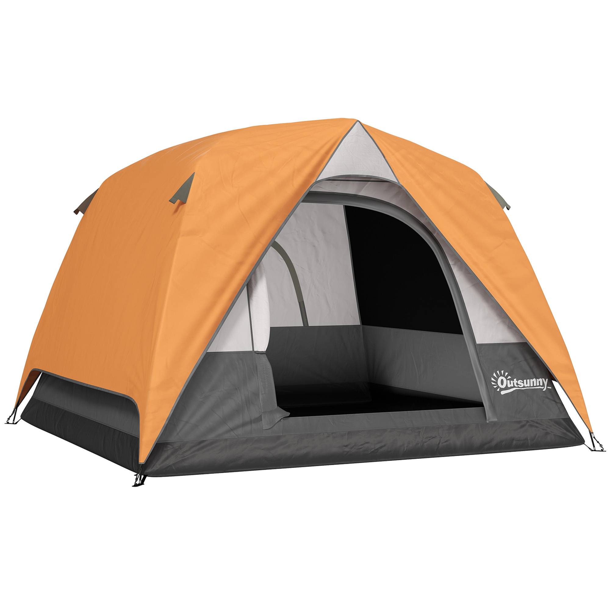 Tente de camping 4 personnes, imperméable, facile à monter, sac de transport inclus, 200 x 200 x 135 cm, grise - Image 1