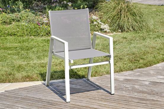 Dcb Garden - Ensemble repas de jardin 8 places en aluminium - Blanc - FLORIDE - Image 5
