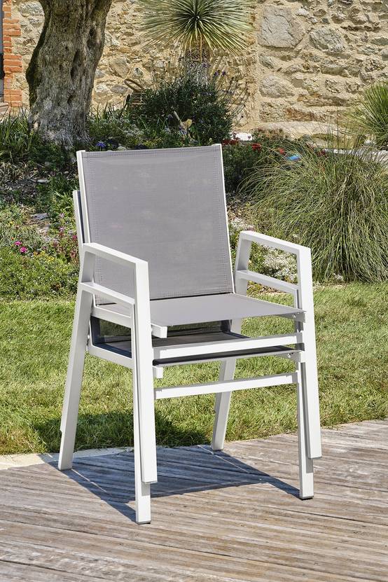 Dcb Garden - Ensemble repas de jardin 8 places en aluminium - Blanc - FLORIDE - Image 4