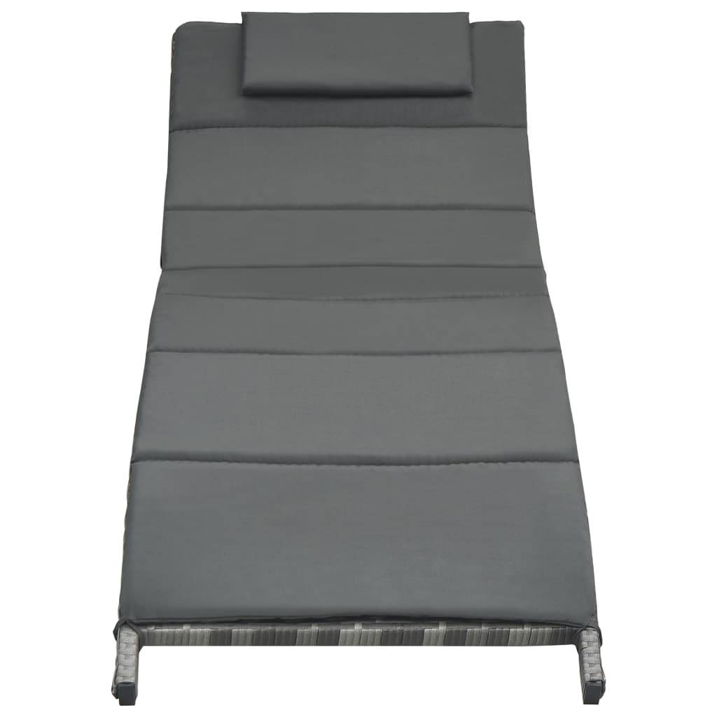 Helloshop26 - Transat chaise longue bain de soleil lit de jardin terrasse meuble d'extérieur pliable avec coussin résine tressée gris - Imagen 3