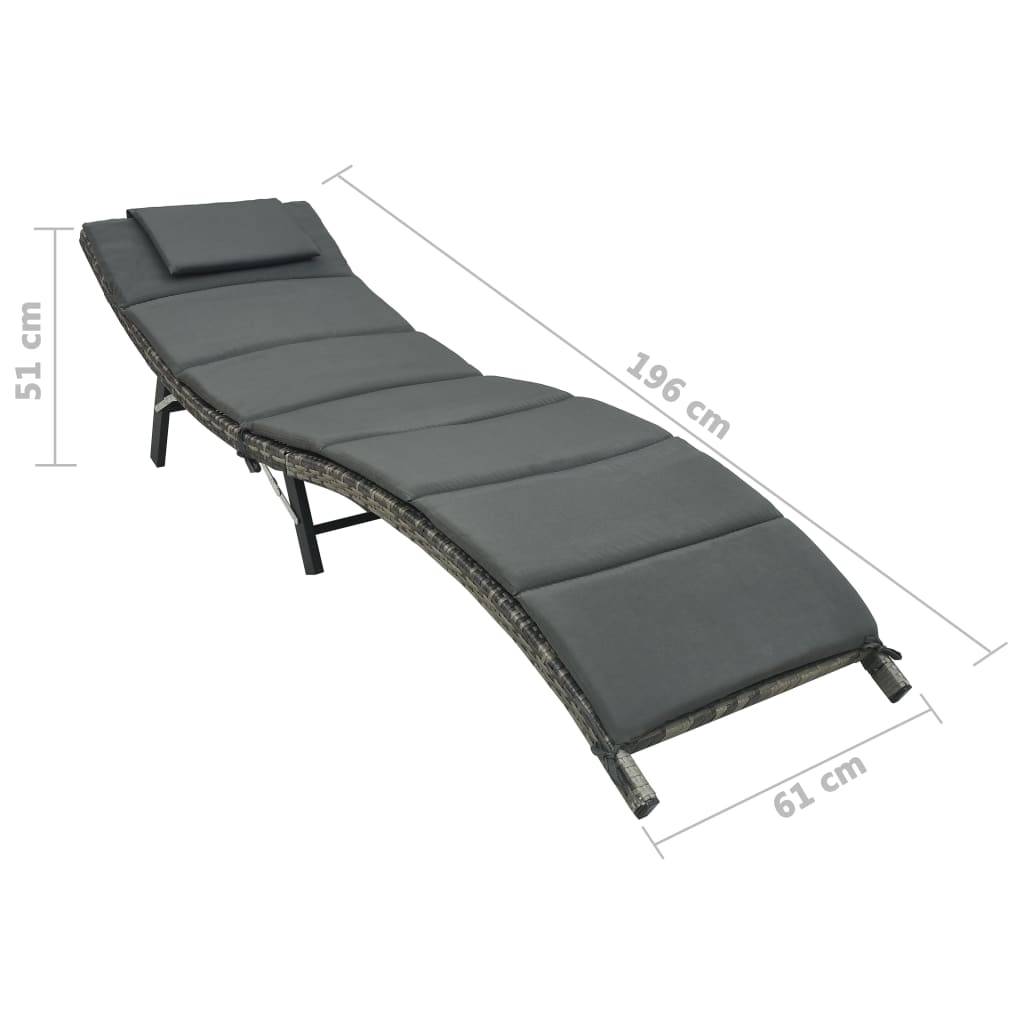 Helloshop26 - Transat chaise longue bain de soleil lit de jardin terrasse meuble d'extérieur pliable avec coussin résine tressée gris - Imagen 8