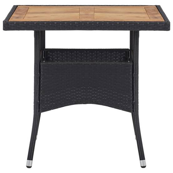 Table de Jardin Carrée 4 Personnes en Résine Tressée Noire et Plateau Bois d'Acacia, 80x80 cm – ComfortXL Outdoor Living - Image 2
