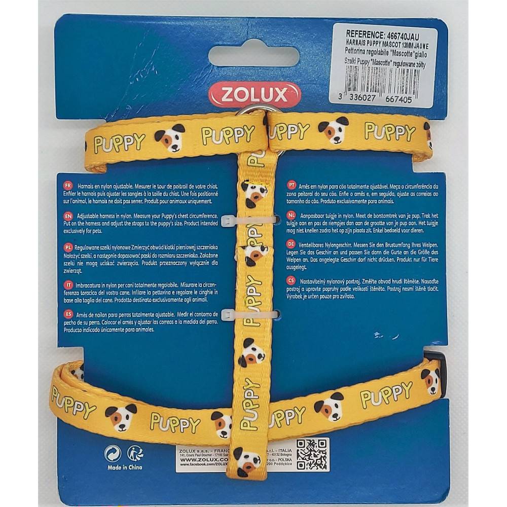 Zolux - zolux - Harnais S PUPPY MASCOTTE 13 mm 27 à 42 cm couleur jaune pour chiots - Imagen 3