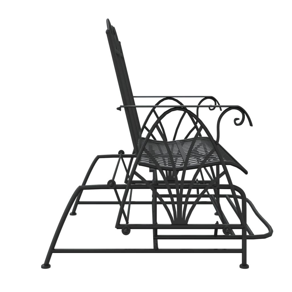 Helloshop26 - Banc de jardin meuble de patio d'extérieur terrasse coulissant 2 places 114 cm noir acier - Imagen 5