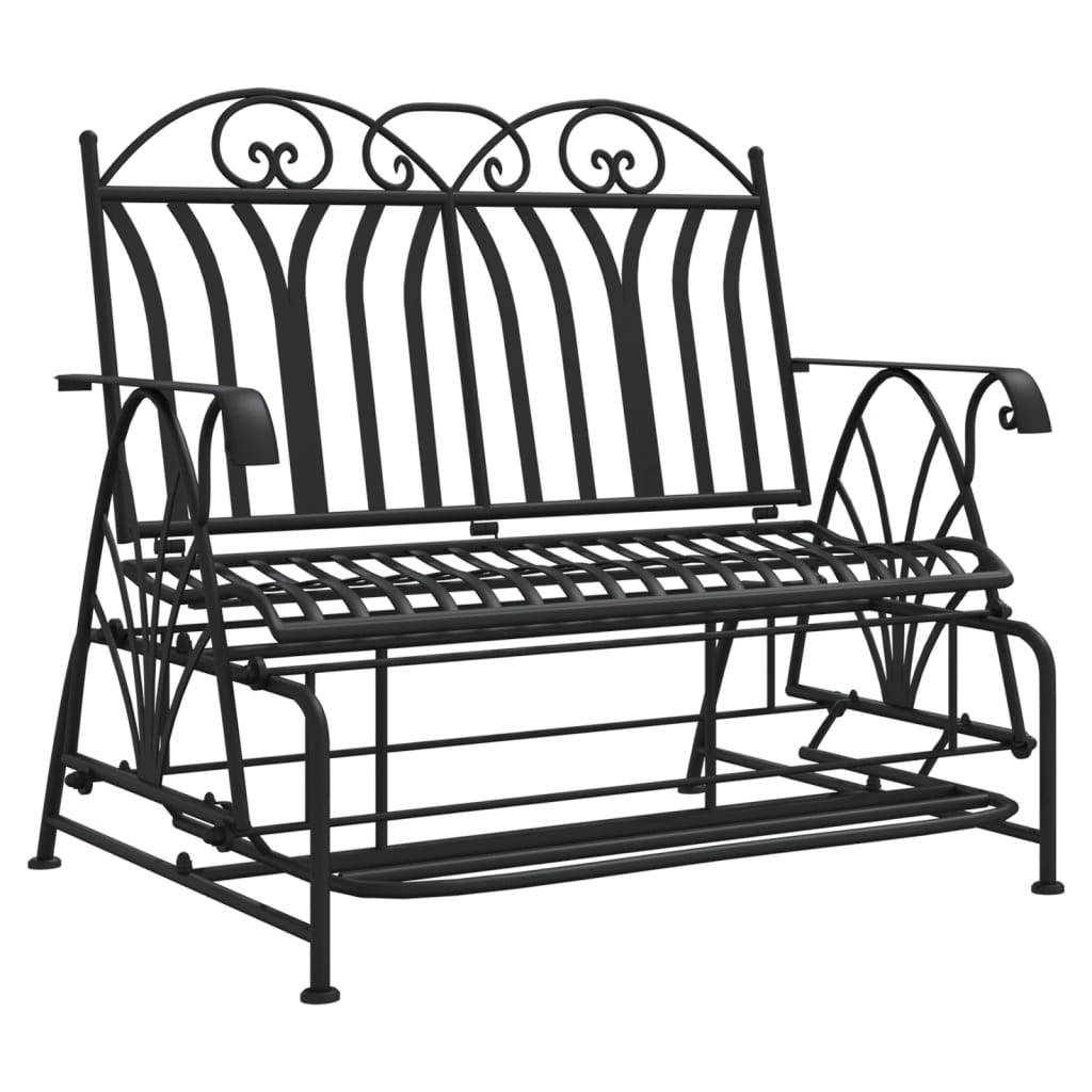 Helloshop26 - Banc de jardin meuble de patio d'extérieur terrasse coulissant 2 places 114 cm noir acier - Imagen 1