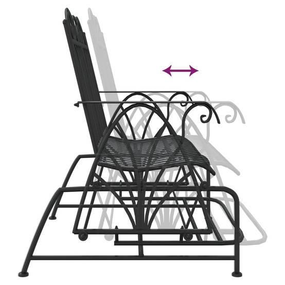 Helloshop26 - Banc de jardin meuble de patio d'extérieur terrasse coulissant 2 places 114 cm noir acier - Imagen 6