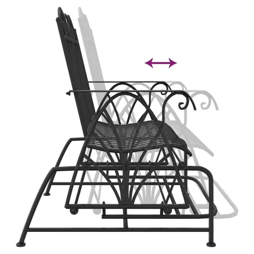 Helloshop26 - Banc de jardin meuble de patio d'extérieur terrasse coulissant 2 places 114 cm noir acier - Imagen 6