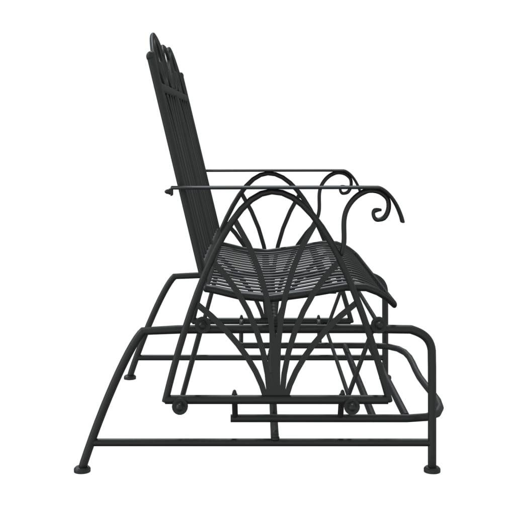 Helloshop26 - Banc de jardin meuble de patio d'extérieur terrasse coulissant 2 places 114 cm noir acier - Imagen 4