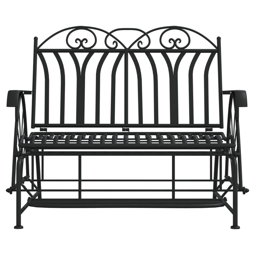 Helloshop26 - Banc de jardin meuble de patio d'extérieur terrasse coulissant 2 places 114 cm noir acier - Imagen 2