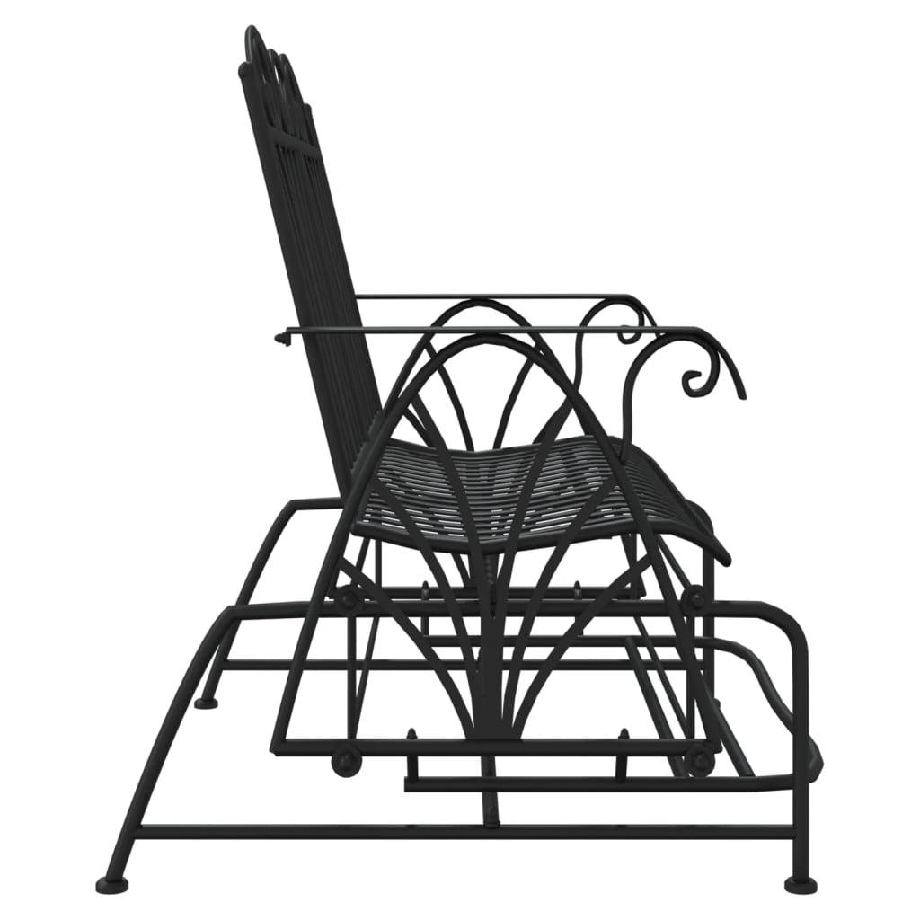 Helloshop26 - Banc de jardin meuble de patio d'extérieur terrasse coulissant 2 places 114 cm noir acier - Imagen 3