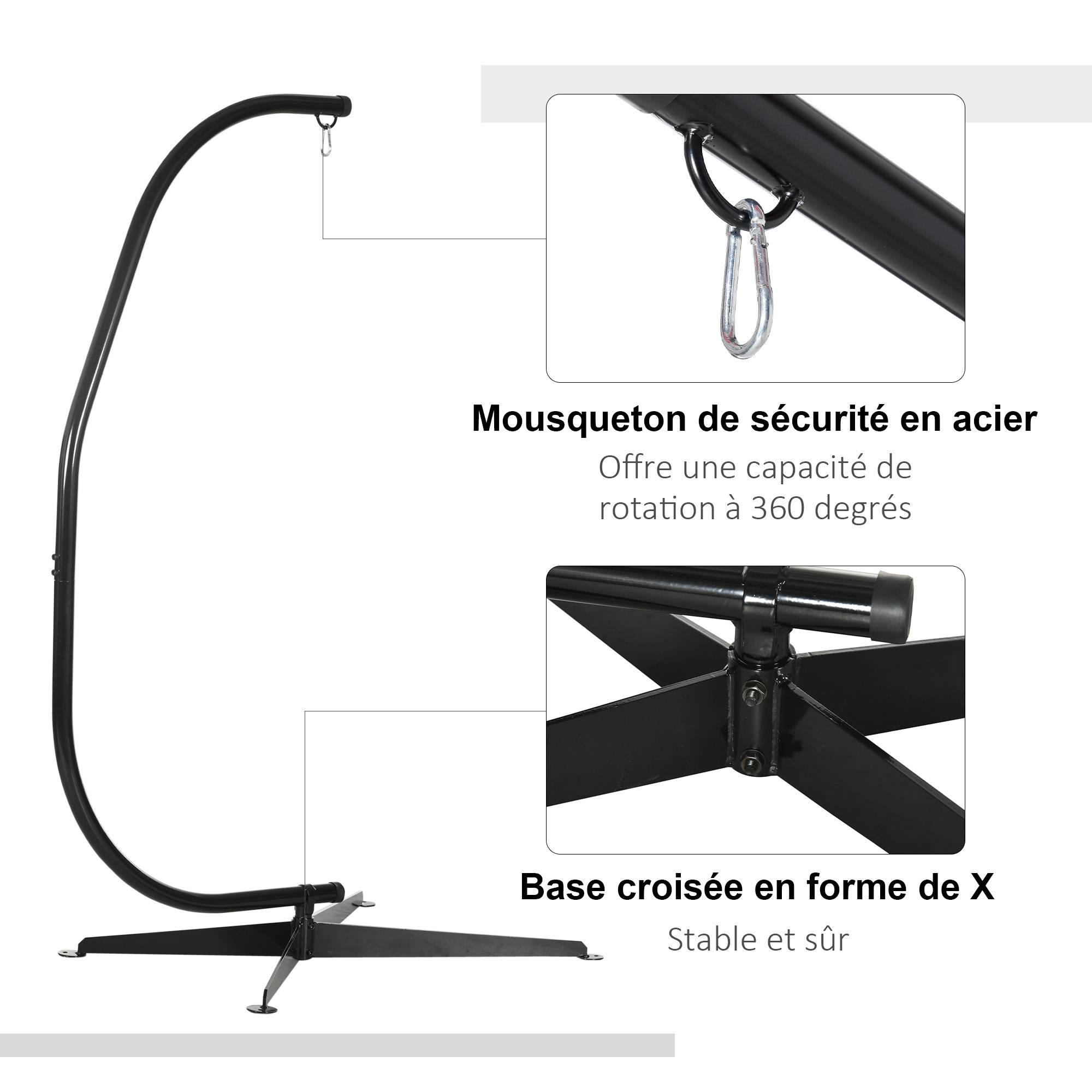 Support de fauteuil suspendu métal noir 114 x 80 x 208 cm - PANGIVO - Image 6