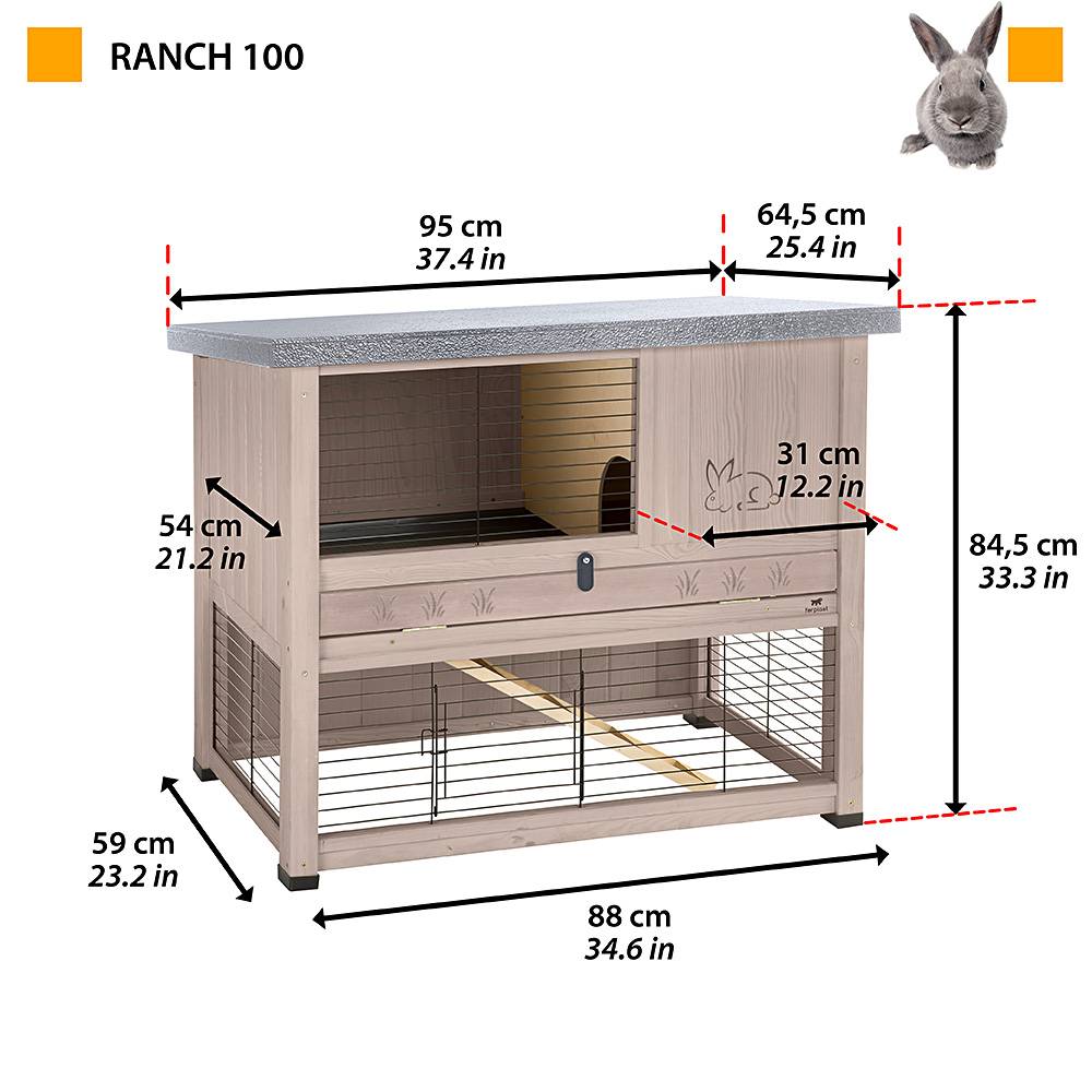 Ferplast - Ferplast Cage d'extérieur pour Lapins RANCH 100 en bois FSC, Deux étages, Accessoires inclus - Imagen 2