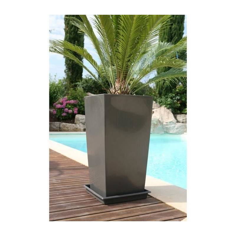 Riviera - Riviera Pot De Fleurs Nuance -carre - 29 X 29 X H 52 Cm - 32.6 L - Gris Paillete - Imagen 2