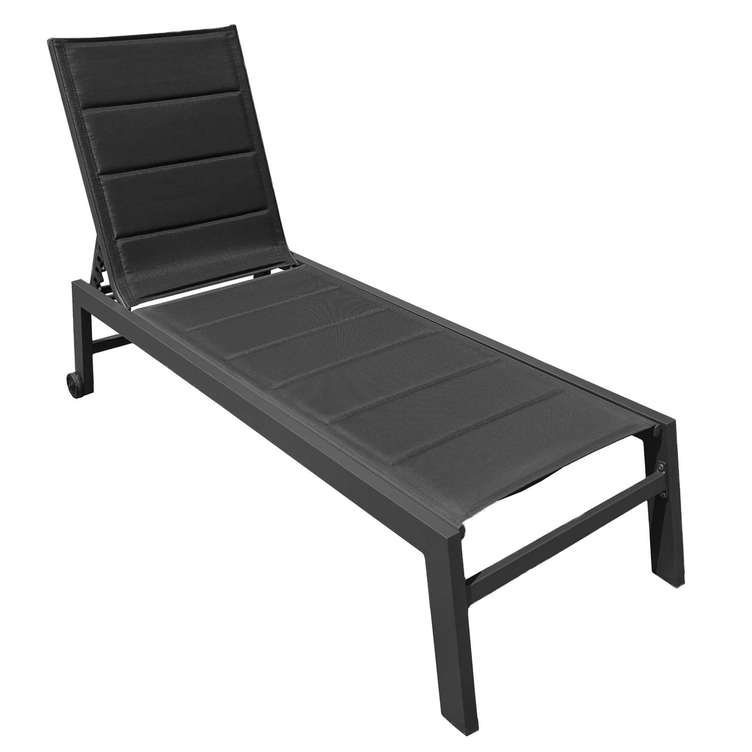 Happy Garden - Bain de soleil BARBADOS en textilène noir - aluminium gris anthracite - HAPPY GARDEN - Imagen 1