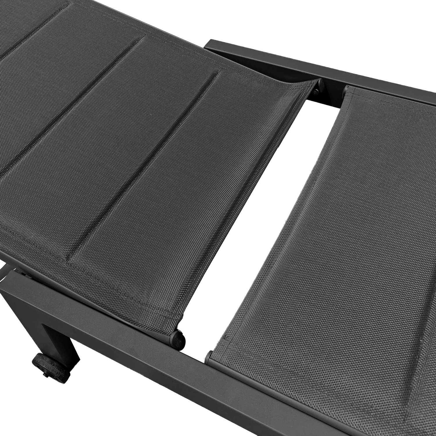 Happy Garden - Bain de soleil BARBADOS en textilène noir - aluminium gris anthracite - HAPPY GARDEN - Imagen 6