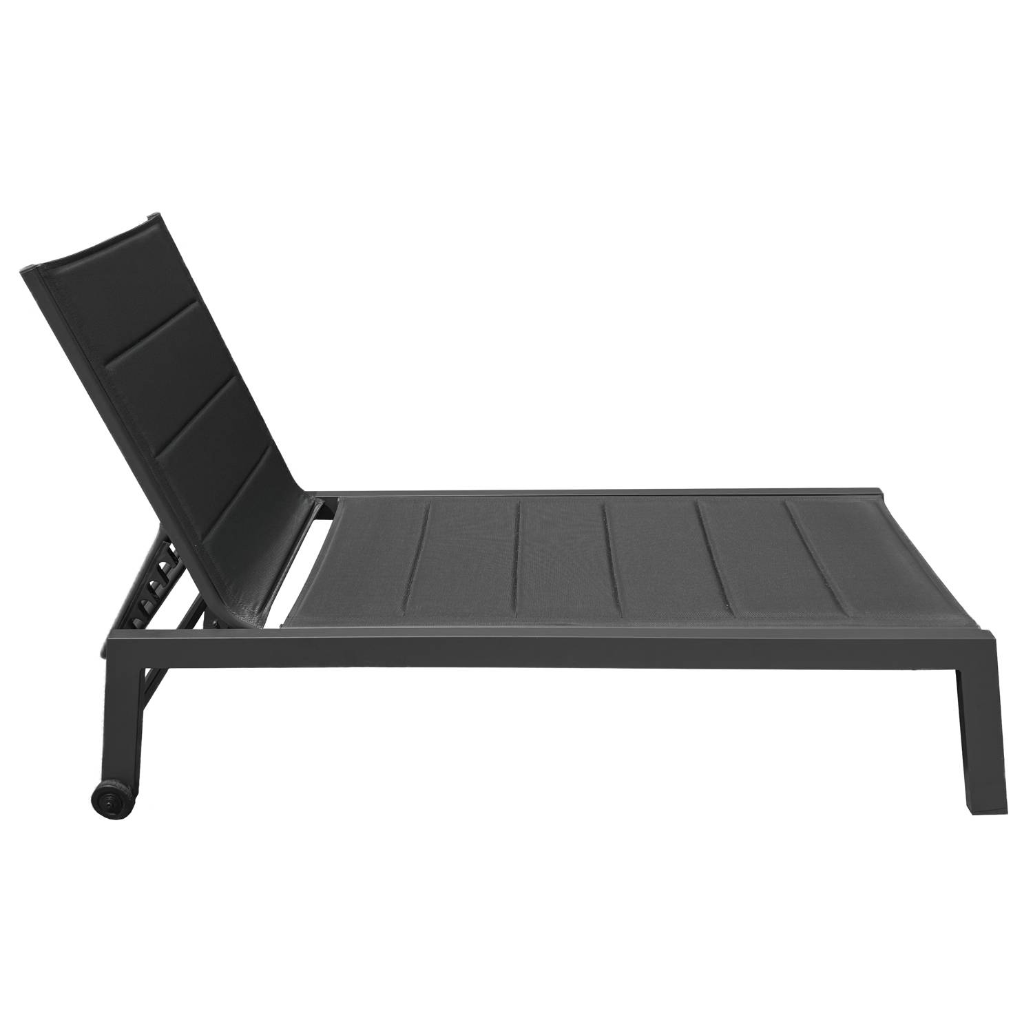 Happy Garden - Bain de soleil BARBADOS en textilène noir - aluminium gris anthracite - HAPPY GARDEN - Imagen 3