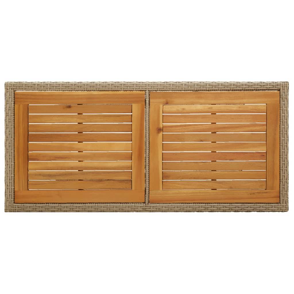 ComfortXL - Table de Jardin Étroite Beige 110x53cm, Plateau en Bois d'Acacia et Pieds en Résine Tressée – ComfortXL Outdoor Living - Image 4