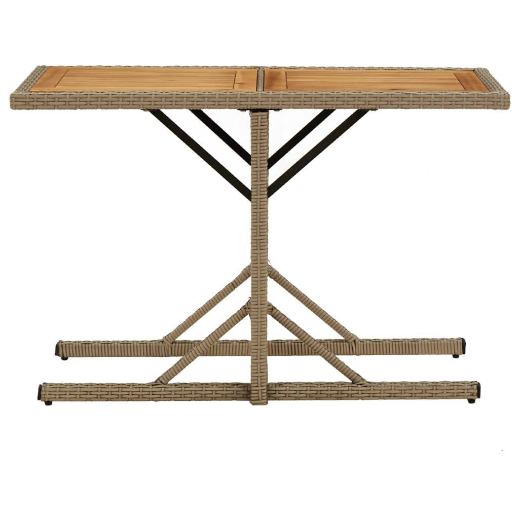 ComfortXL - Table de Jardin Étroite Beige 110x53cm, Plateau en Bois d'Acacia et Pieds en Résine Tressée – ComfortXL Outdoor Living - Image 2