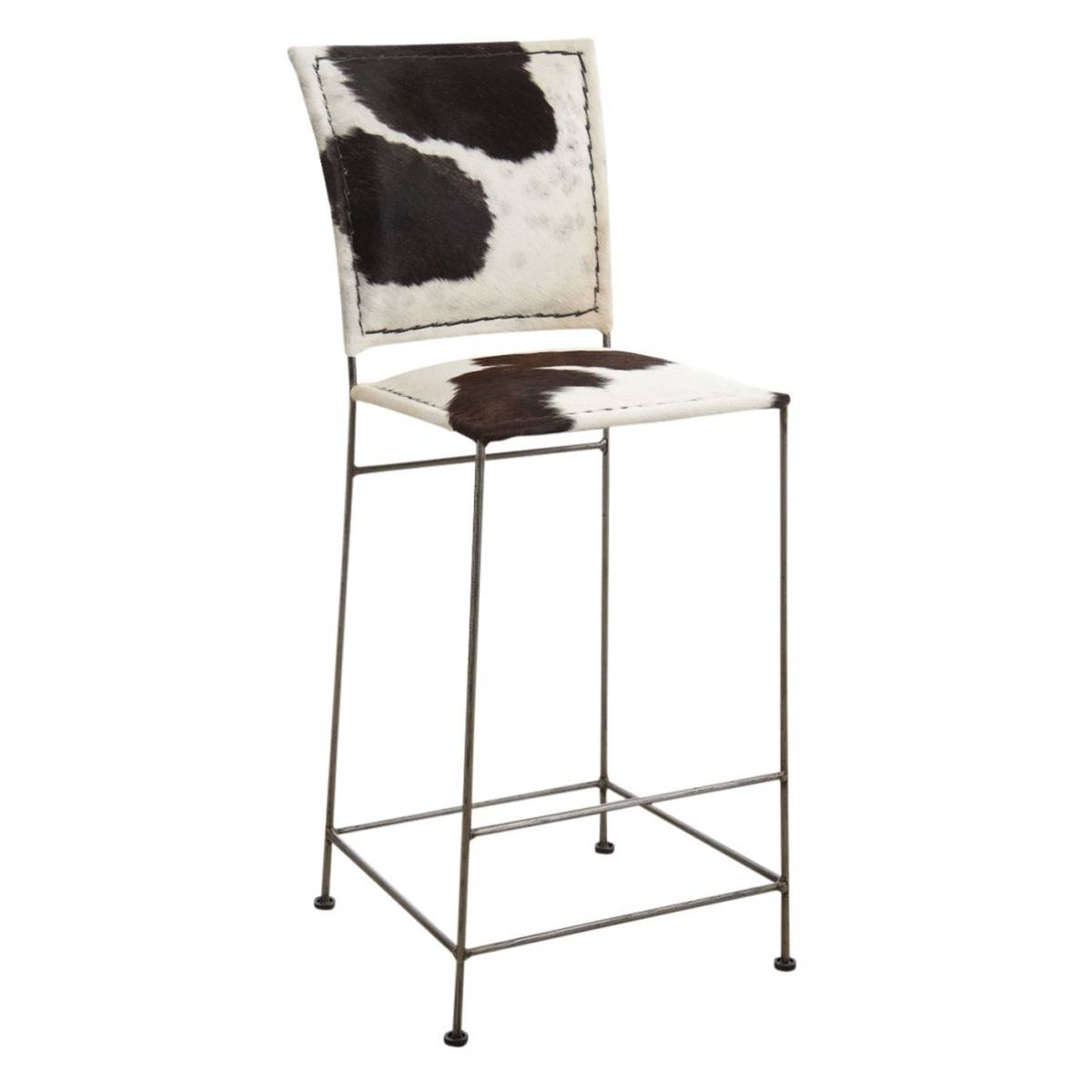 Aubry Gaspard - Tabouret de bar en peau de vache et métal - Imagen 1