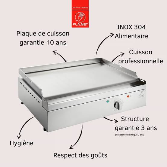 Plancha Planet - Plancha CHEF 55 ELEC - Lisse + Chariot Fermé + Couvercle + Housse PLANET - Image 4