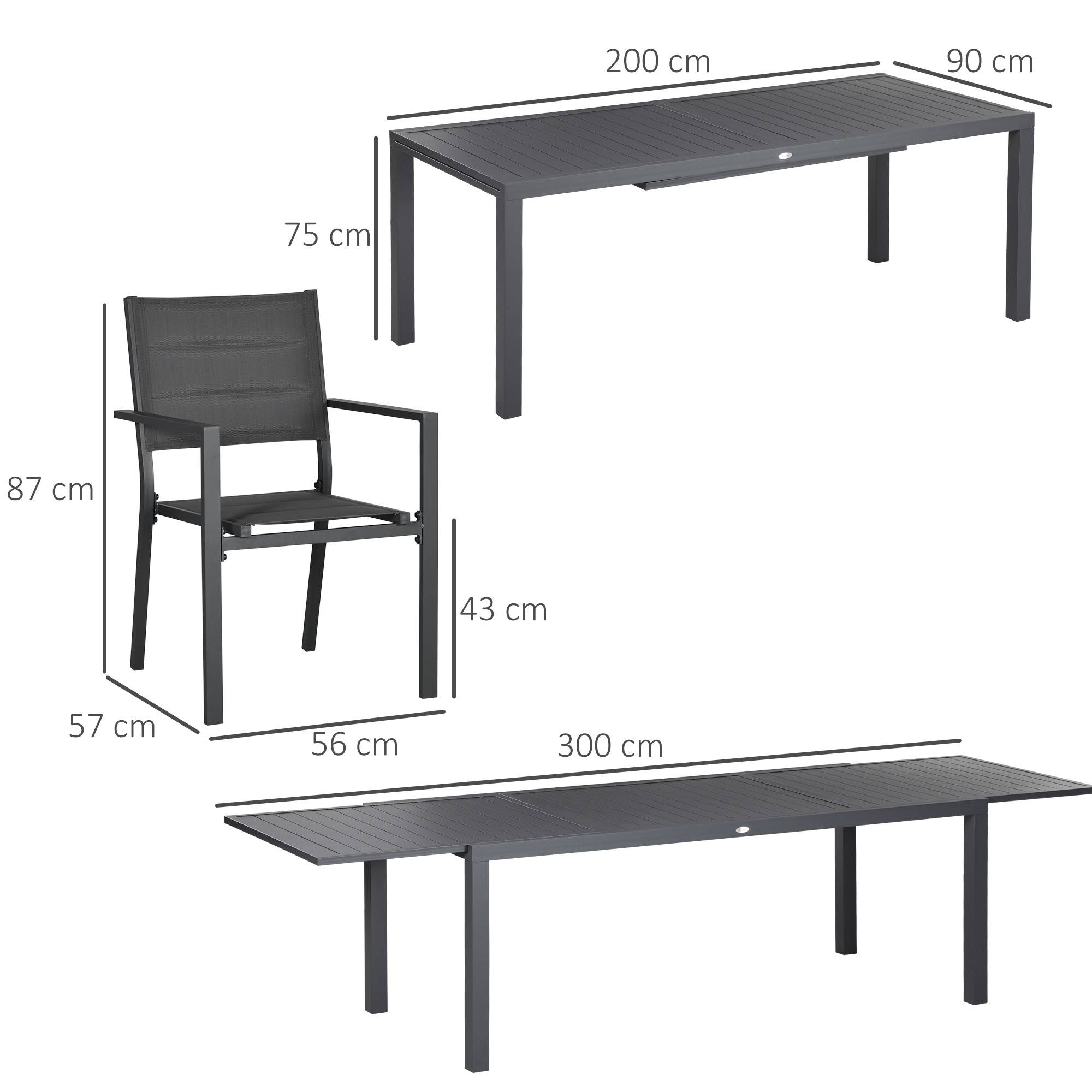 Salon de jardin aluminium pour terrasse table extensible 12 chaises gris - ComfortXL Outdoor Living - Image 5