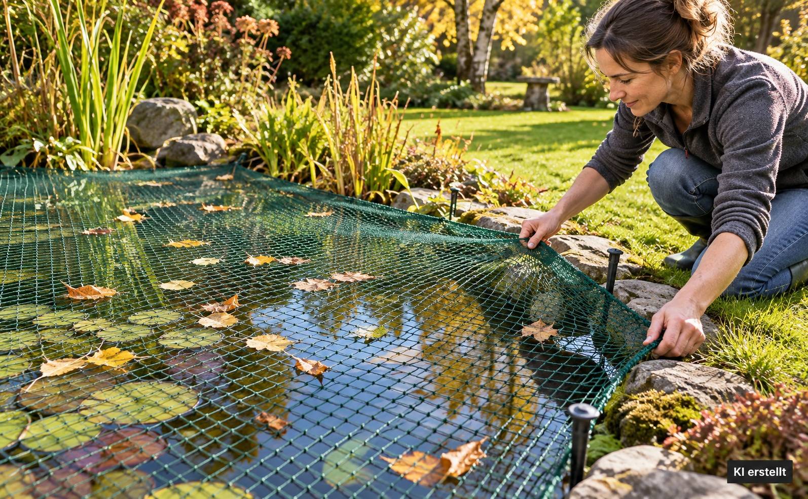 Aquagart - Filet de bassin 6 m x 8 m filet à feuilles, filet, filet de protection contre les oiseaux, robuste - Image 9