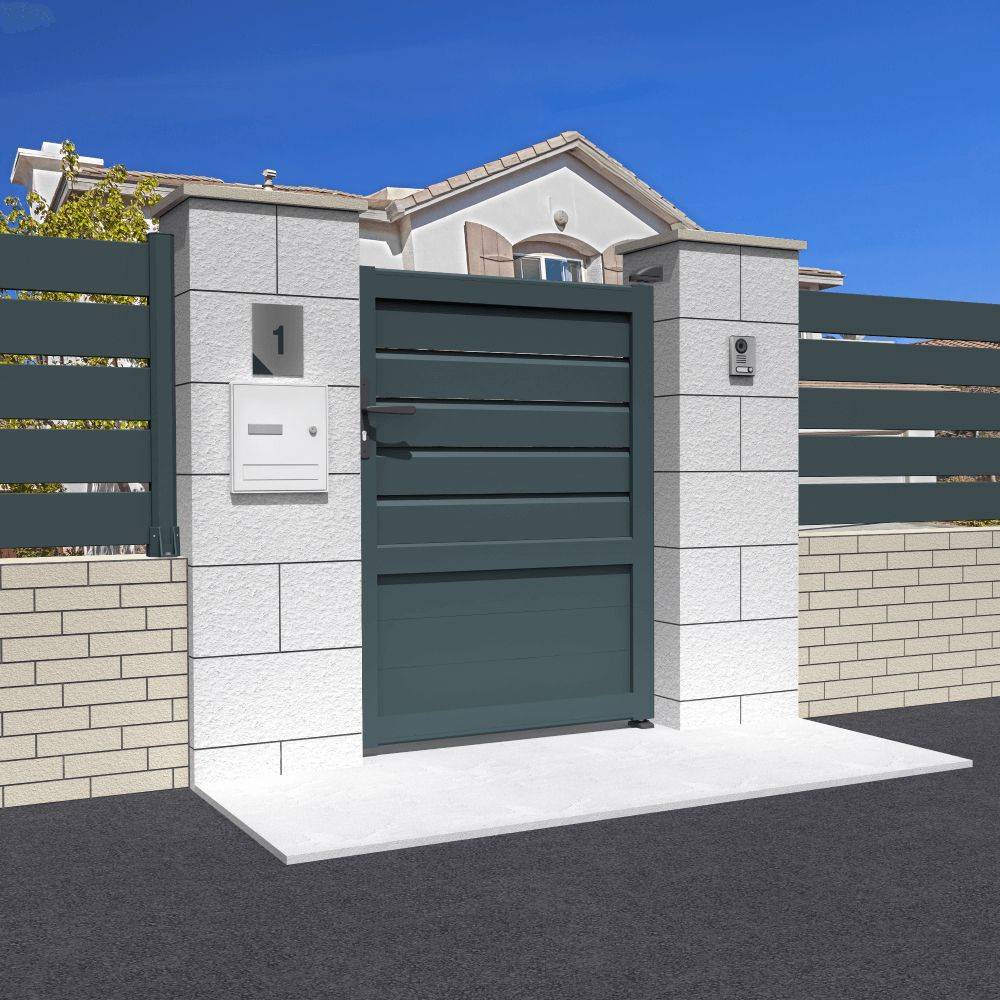 Intersun - Portillon mixte L 1000 x H 1745 mm (Gris Anthracite) - INTERSUN - Imagen 2