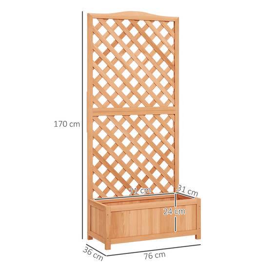 Jardinière avec treillis bois massif marron 76 x 36 x 170 cm - PANGIVO - Image 5