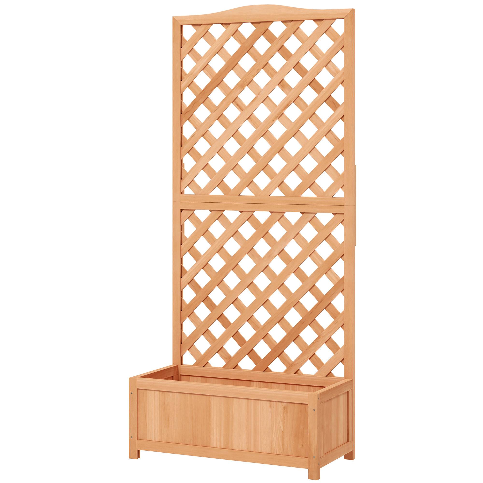 Jardinière avec treillis bois massif marron 76 x 36 x 170 cm - PANGIVO - Image 2