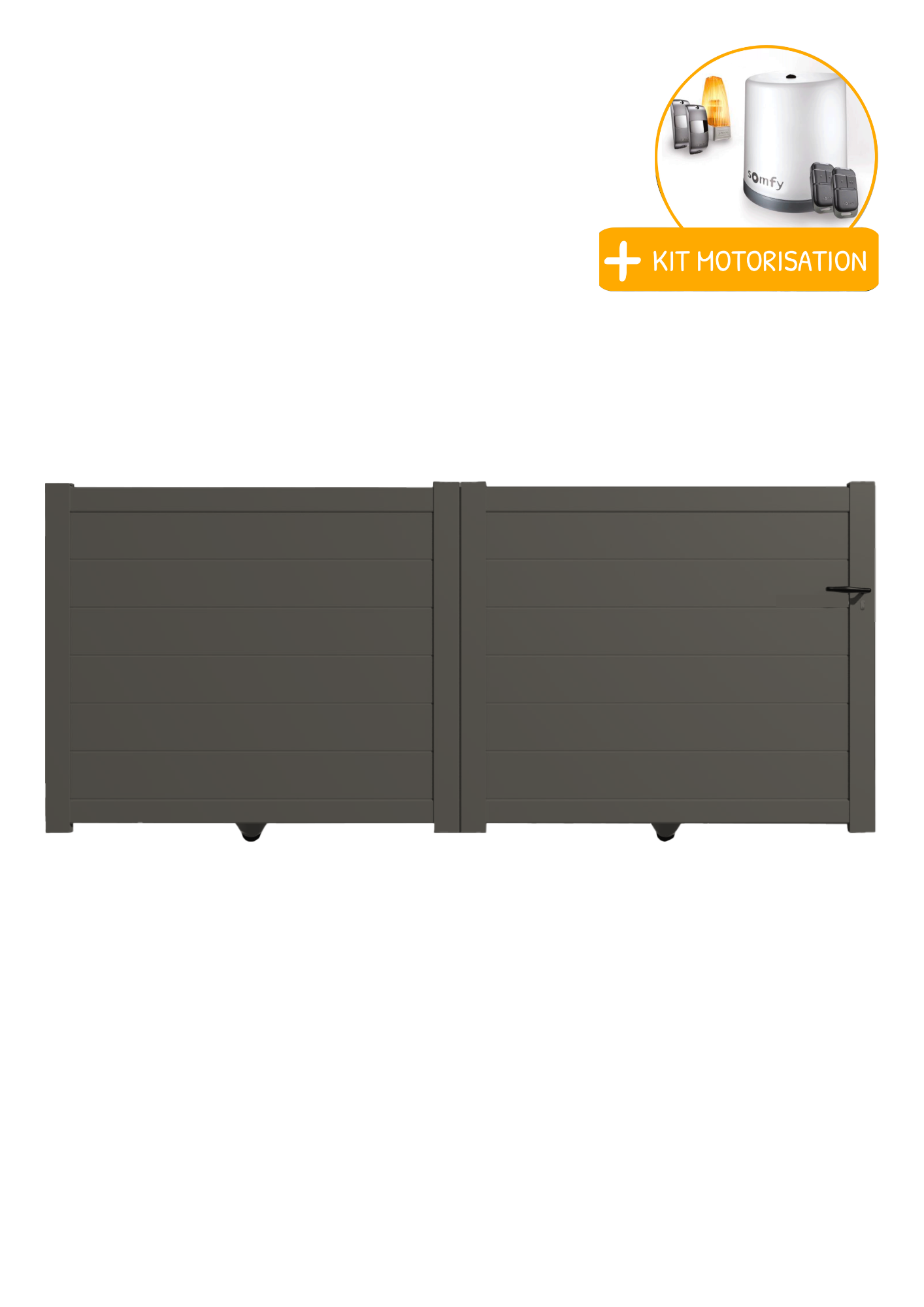 Portail Packit - Portail alu coulissant plein en kit +MOT dim. L.3000 (entre piliers) X H.1700 mm  Gris Quartz (RAL 7039)
