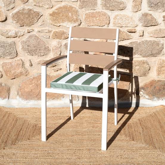Home Maison - Galette de chaise imperméable déhoussable à rayures ARCACHON - HOME MAISON - Polyester - Vert Olive - Image 5