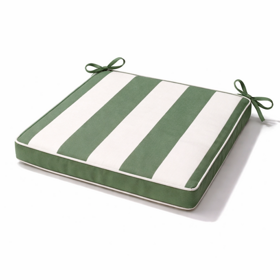 Home Maison - Galette de chaise imperméable déhoussable à rayures ARCACHON - HOME MAISON - Polyester - Vert Olive - Image 1