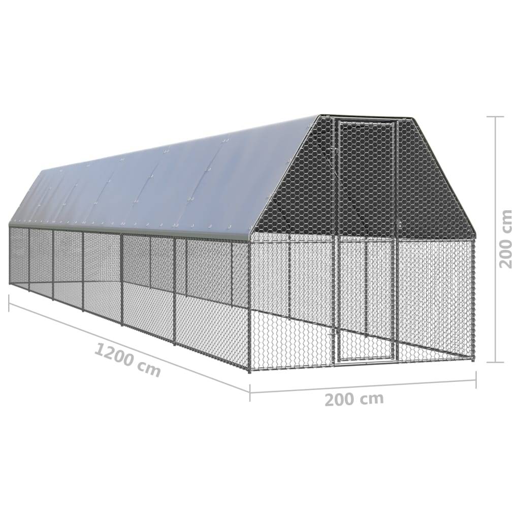 Helloshop26 - Poulailler d'extérieur 2 x 12 x 2 m acier galvanisé toit résistant à l'eau - Imagen 5