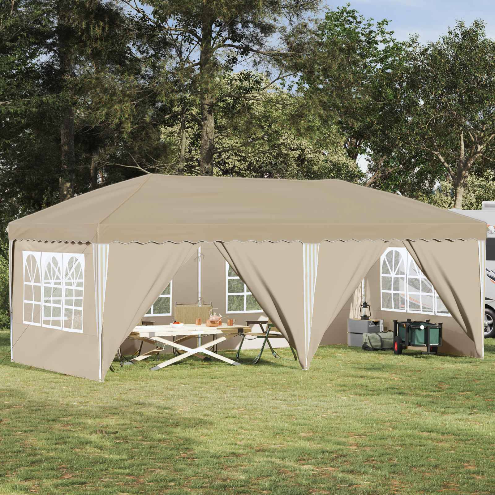 ComfortXL - Tente de réception Pop-up Acier pour grands événements Hauteur réglable 6x3m Crème - ComfortXL Outdoor Living