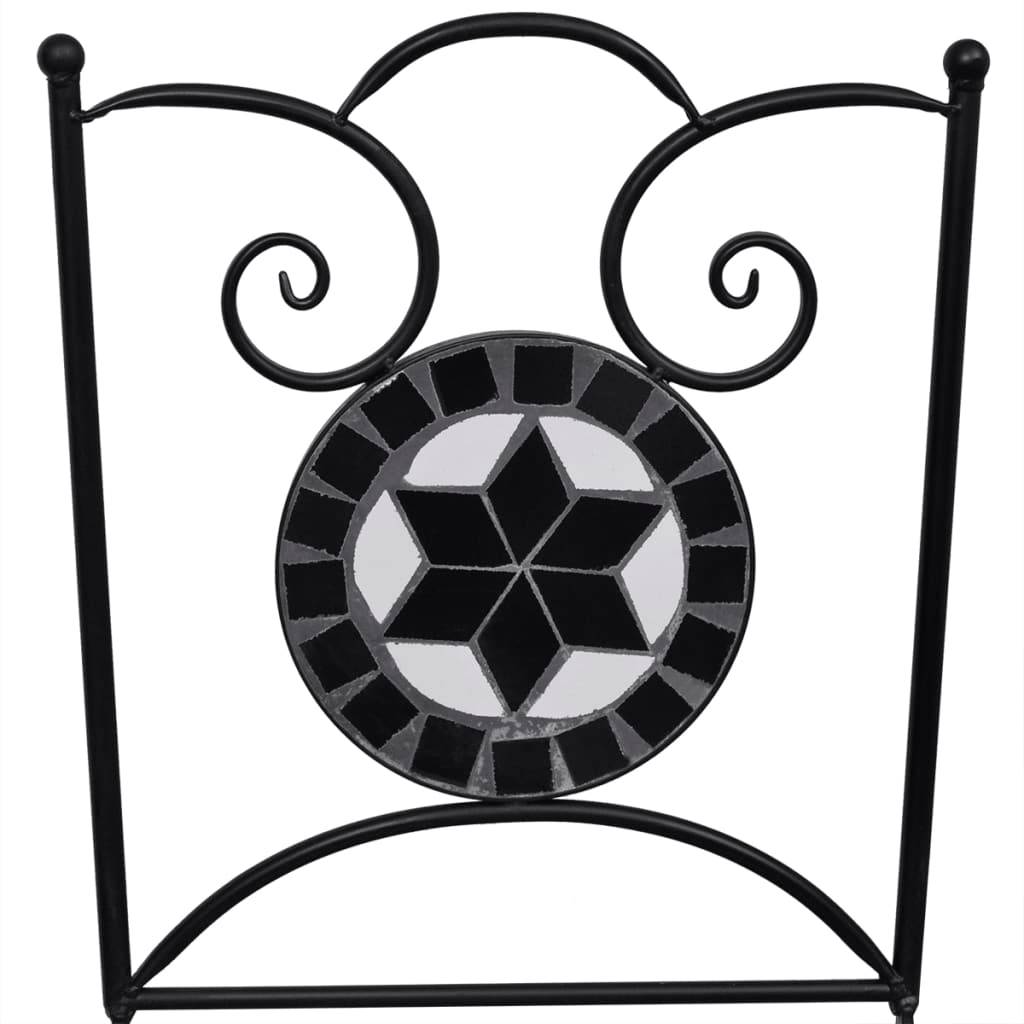 Vidaxl - Mobilier de bistro 3 pcs Carreaux céramiques Noir et blanc vidaXL 271772 - Imagen 4