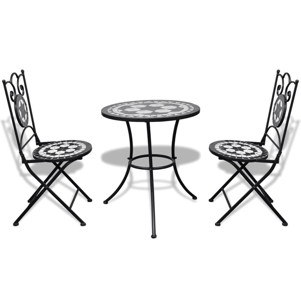 Vidaxl - Mobilier de bistro 3 pcs Carreaux céramiques Noir et blanc vidaXL 271772 - Imagen 9
