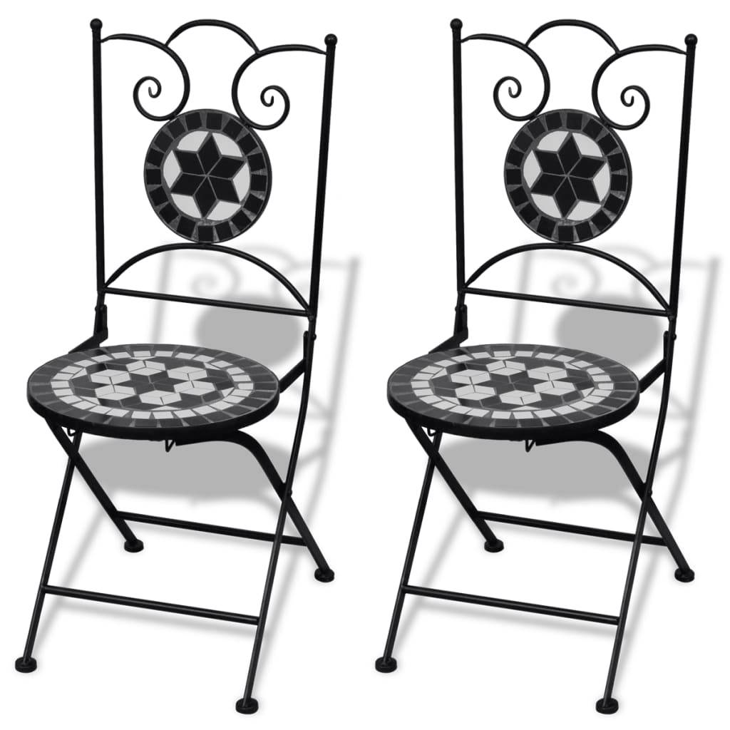 Vidaxl - Mobilier de bistro 3 pcs Carreaux céramiques Noir et blanc vidaXL 271772 - Imagen 10
