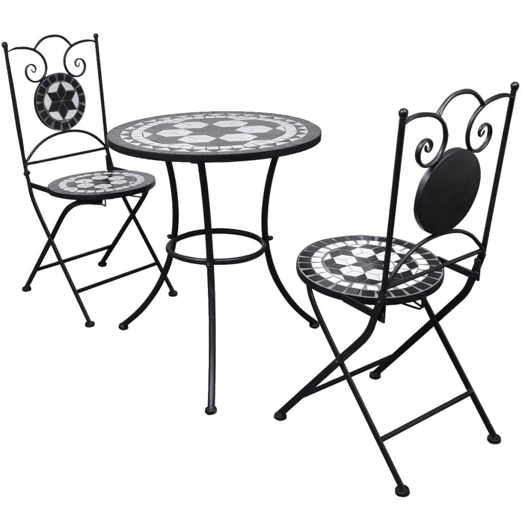 Vidaxl - Mobilier de bistro 3 pcs Carreaux céramiques Noir et blanc vidaXL 271772 - Imagen 1