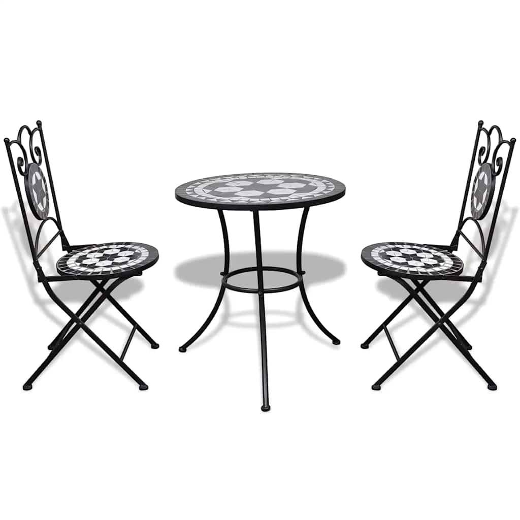 Vidaxl - Mobilier de bistro 3 pcs Carreaux céramiques Noir et blanc vidaXL 271772 - Imagen 2