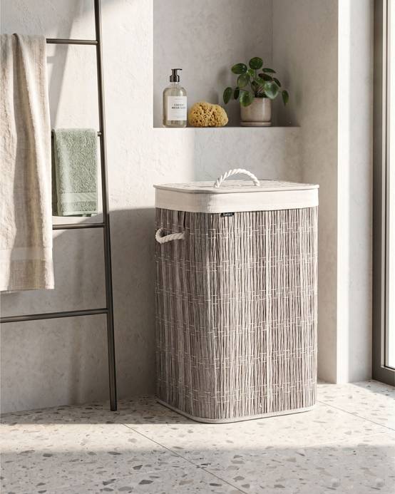 Beliani - Paniers à linge Matière synthétique Gris TRANCURA - 41x31x60- Beliani - Image 1