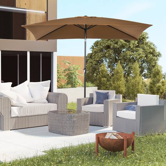 ComfortXL - Parasol rectangulaire aluminium pour terrasse inclinable et manivelle 294x198cm café - ComfortXL Outdoor Living - Image 3