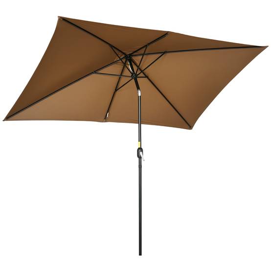 ComfortXL - Parasol rectangulaire aluminium pour terrasse inclinable et manivelle 294x198cm café - ComfortXL Outdoor Living - Image 1