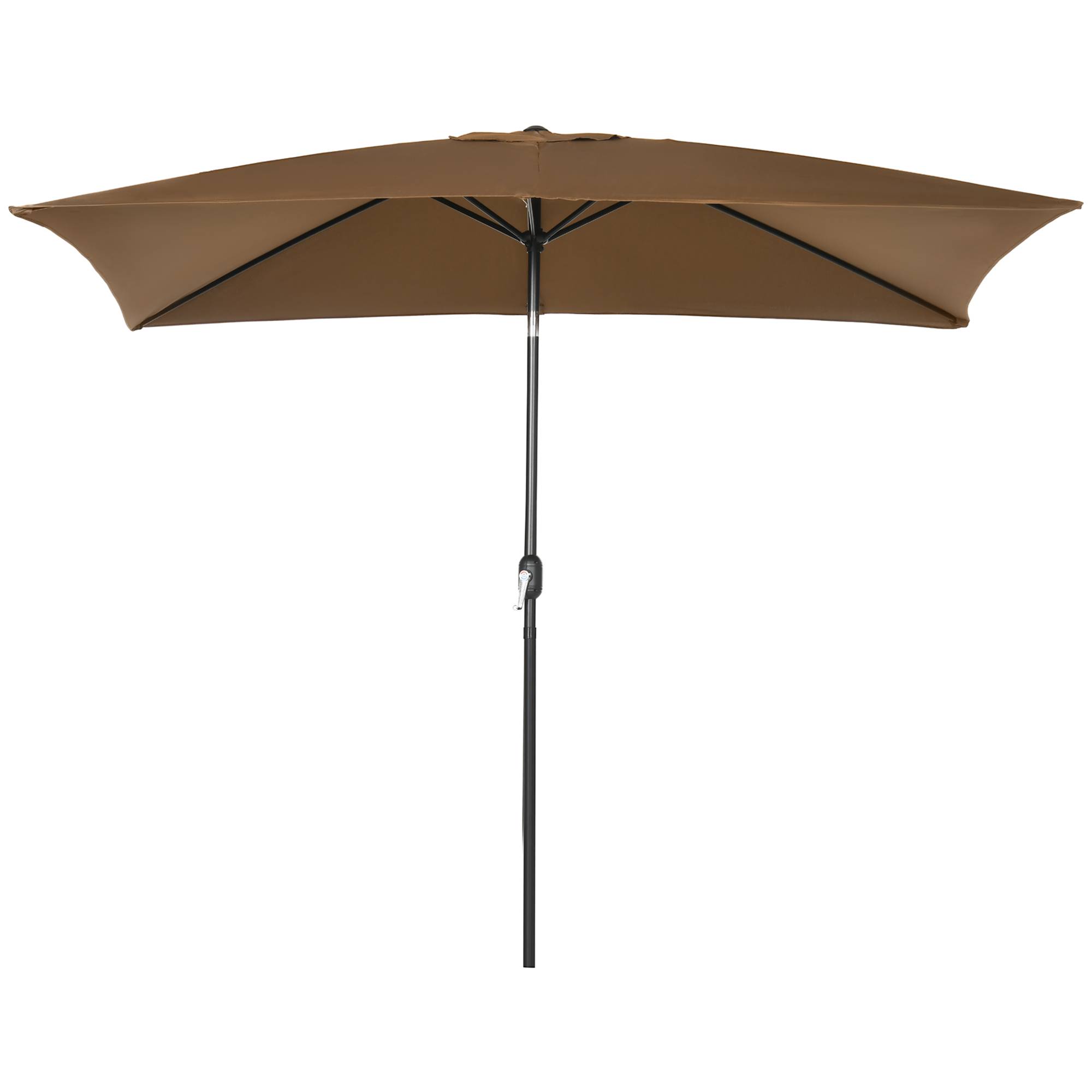 ComfortXL - Parasol rectangulaire aluminium pour terrasse inclinable et manivelle 294x198cm café - ComfortXL Outdoor Living - Image 2