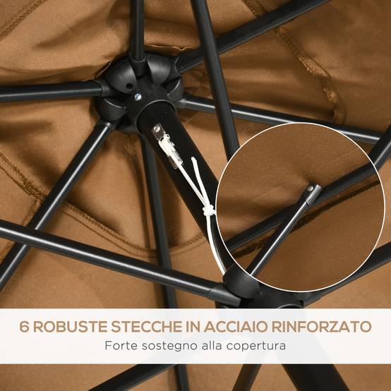 ComfortXL - Parasol rectangulaire aluminium pour terrasse inclinable et manivelle 294x198cm café - ComfortXL Outdoor Living - Image 9