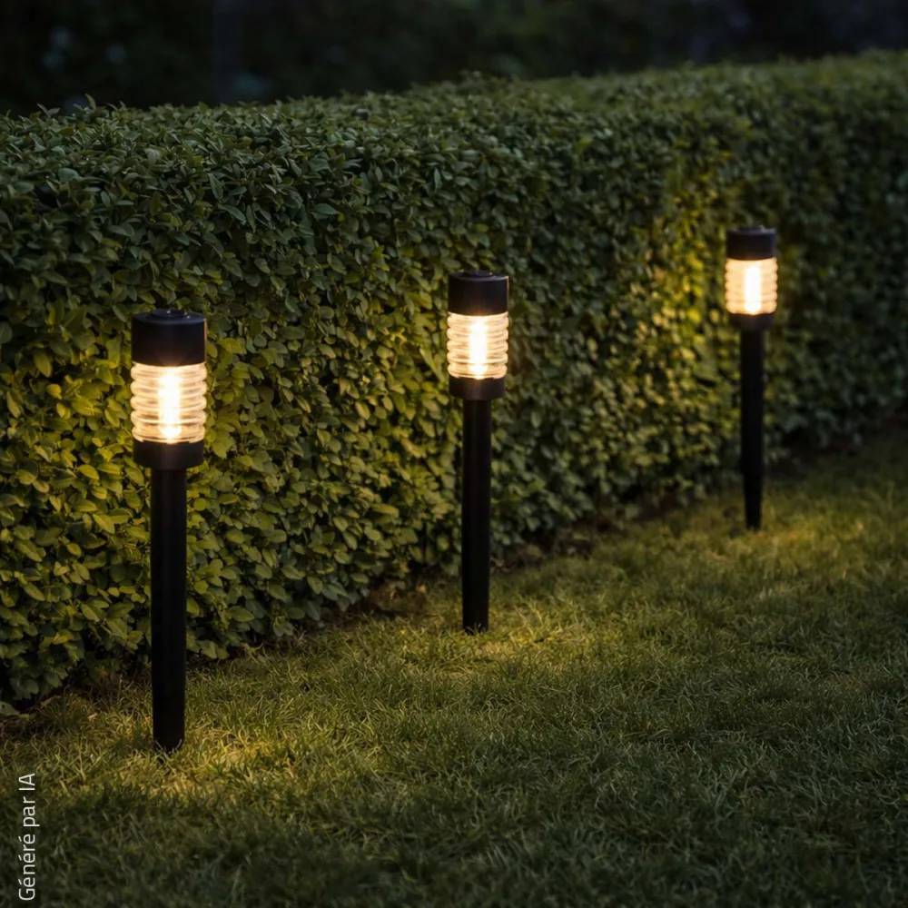 Lot de 3 lampes solaires LED blanc chaud - Noir - Image 5