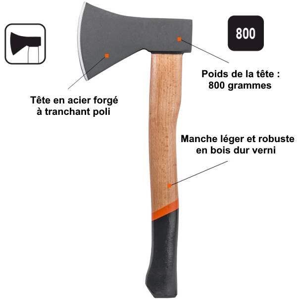Gt Garden - Lot de 2 haches avec manche en bois : hache + hachette - GT GARDEN - Imagen 2
