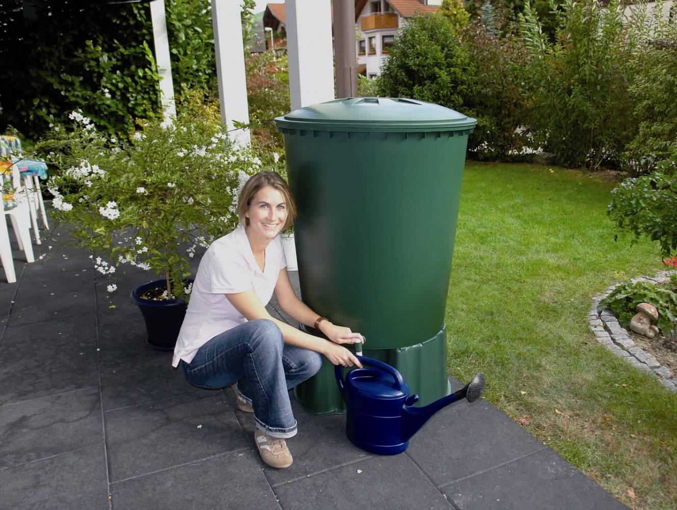 Garantia - Récupérateur d'eau aérien GARANTIA cylindrique vert , 210 l GARANTIA - Image 3