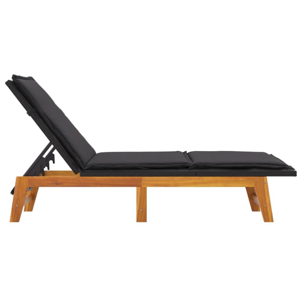 Helloshop26 - Chaises longues et coussins 2 pcs résine tressée/bois d'acacia - Imagen 5