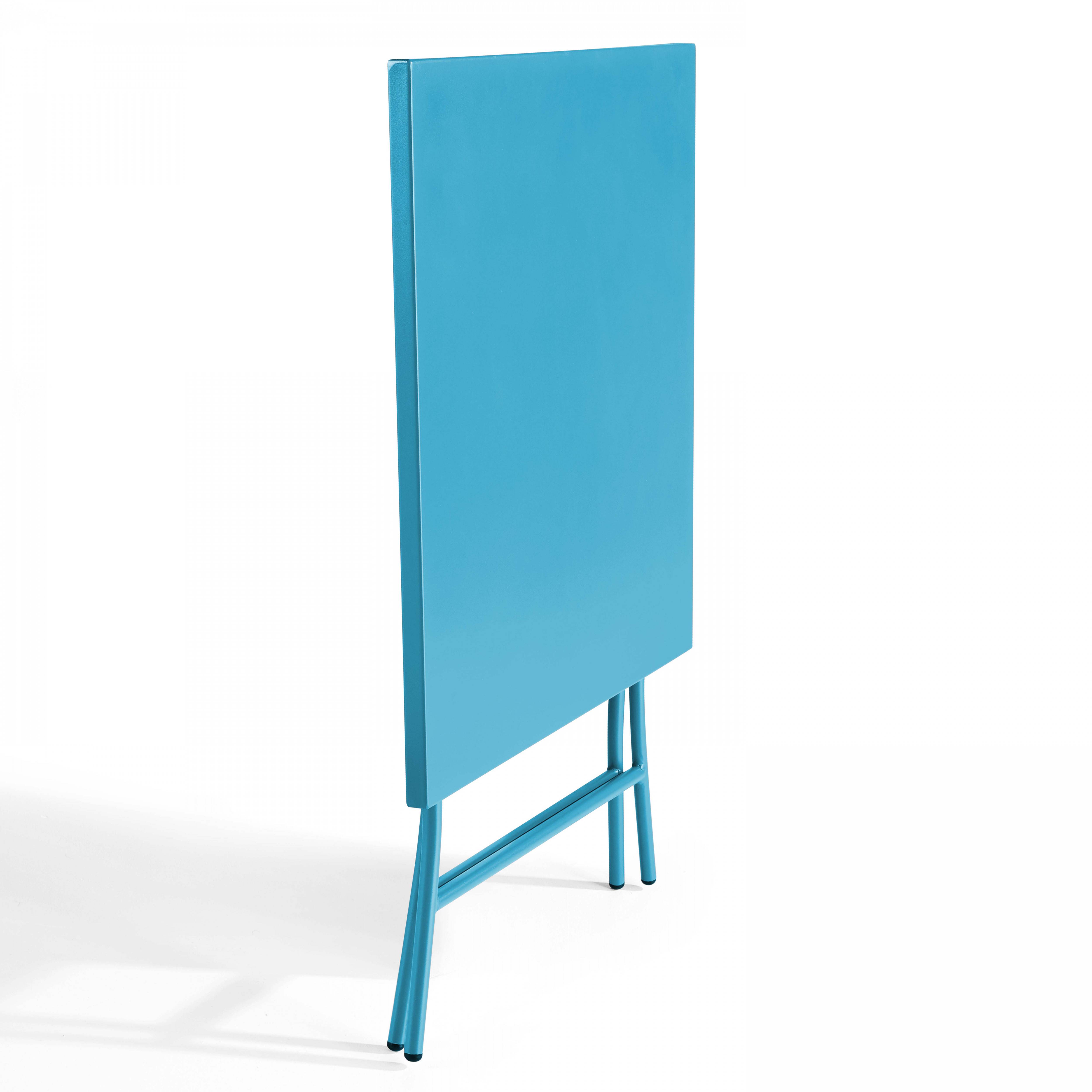 Oviala - Table de jardin pliante carrée en acier 70 cm 4 places bleu Palavas - Oviala - Imagen 3